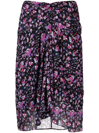 Isabel Marant Étoile Gibsi Floral Cotton Midi Skirt In Black