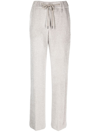 Peserico Straight-leg Glitter Drawstring Trousers In Neutrals
