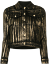 Madison.maison Panelled Foiled-finish Denim Jacket In Black