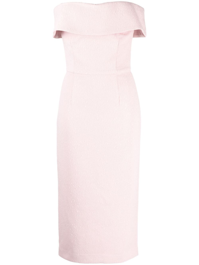 Rebecca Vallance Off-the-shoulder Crêpe Midi Dress In Pink