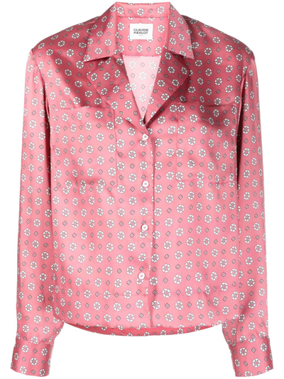 Claudie Pierlot Floral-print Long-sleeve Shirt In Pink