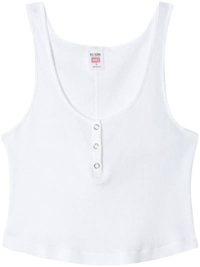 Re/done Henley Tank In White