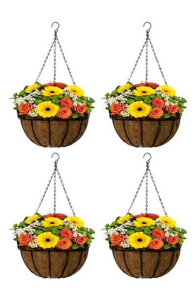 Sorbus Metal Hanging Planter Basket In Black