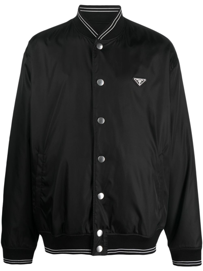 Prada Re-nylon Bomber Jacket In Black