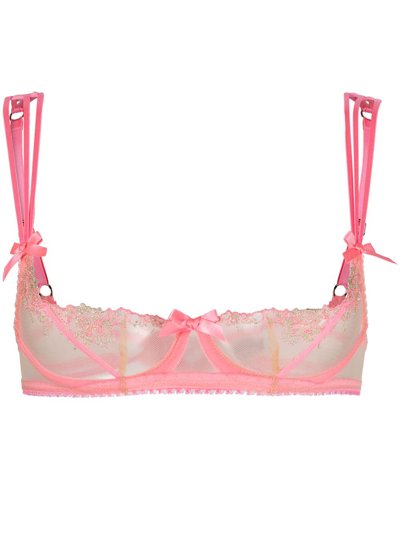 Agent Provocateur Tessy Satin-trimmed Embroidered Tulle Underwired Soft-cup Bra In Pink Sand