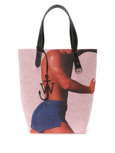 Jw Anderson Print Fabric Belt Tote Bag In Pink