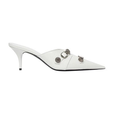 Balenciaga 70mm Cagole Leather Mule Pumps In White