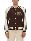Dolce & Gabbana Technical Satin Jacket With Dg Patch In Multicolour