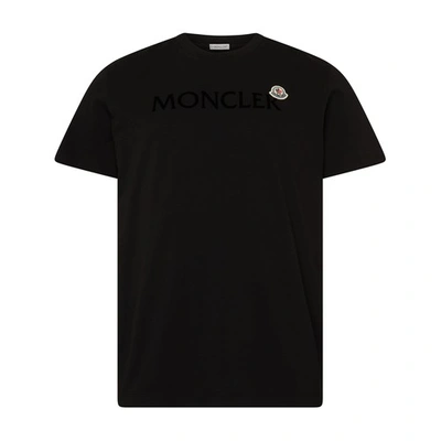 Moncler Black Flocked T-shirt In 999