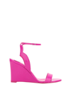 Christian Louboutin Patent Leather Wedge Sandals In Bolerose/lin Bolerose