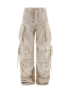 Attico Fern Low-rise Wide-leg Cargo Jeans In Natural Marble