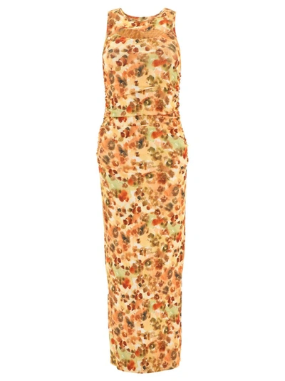 Nanushka Rilo Ruched Printed Jersey Midi Dress In Beige