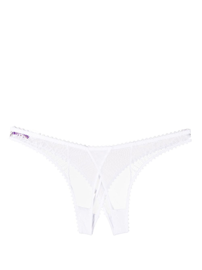 Maison Close Accroche Coeur Openable Thong In White