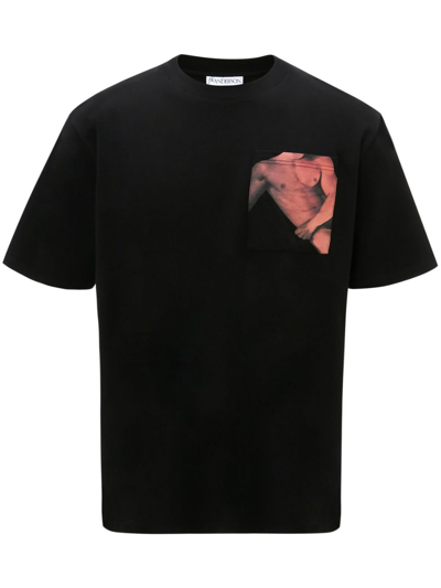 Jw Anderson Printed Cotton-jersey T-shirt In Black
