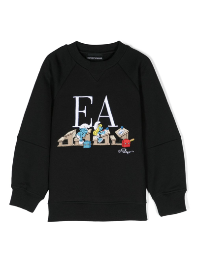 Emporio Armani Kids' Logo-print Cotton Sweatshirt In Black