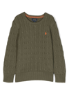 Polo Ralph Lauren Pony-motif Cable-knit Jumper In Green