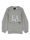 Emporio Armani Smurfs Embroidered Cotton Sweatshirt In Grey