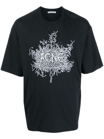 Acne Studios Logo-print Cotton T-shirt In Black