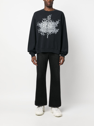 Acne Studios Logo-print Cotton Sweatshirt In Faded_black