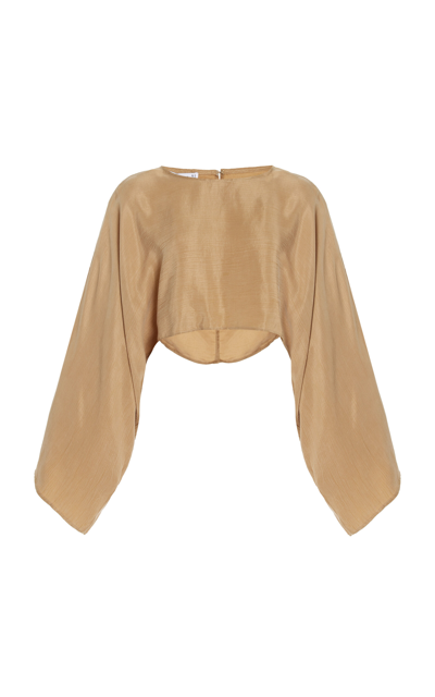 Third Form Pressed Petals Cropped Cupro Top In Brown