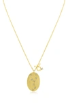 Cz By Kenneth Jay Lane Round Cz Oval Costella Pendant Necklace In Clear/gold