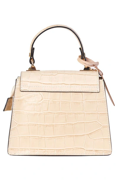 Persaman New York Croco Embossed Top Handle Bag In Ivory