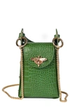 PERSAMAN NEW YORK ANETTE CROC-EMBOSSED LEATHER CROSSBODY BAG