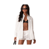 Edikted Long Sleeve Button-up Shirt In White
