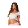 Edikted Regina Lace Trim Crop Top In White
