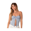 Edikted Twisted Split Front Tube Top In Blue