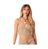 Edikted Baeside Crochet Corset Top In Camel