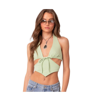 Edikted Cady Cutout Crop Halter Top In Green
