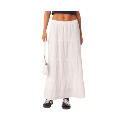Edikted Charlotte Tiered Maxi Skirt In White