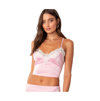 Edikted Brandi Lace Trim Satin Crop Camisole In Pink
