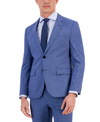 HUGO BY HUGO BOSS MEN'S MODERN-FIT STRETCH MID BLUE MICRO-HOUNDSTOOTH WOOL SUIT JACKET