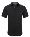 TOM BAINE MEN'S SLIM FIT SHORT SLEEVE PERFORMANCE STRETCH BUTTON DOWN DRESS SHIRT