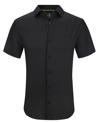 Tom Baine Slim Fit Performance Short Sleeve Button-up Shirt In Black Mini Dot