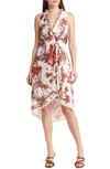 Kobi Halperin Carine Draped Floral-print Midi Dress In Ivory Multi
