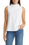 Eileen Fisher Crewneck Organic Cotton Jersey Sleeveless Top In White