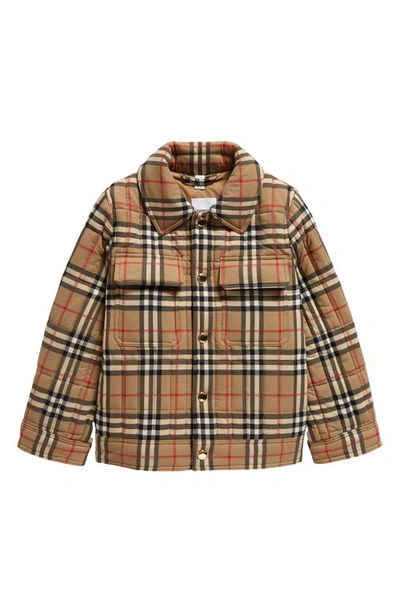 Burberry Kids'  Childrens Check Nylon Quilted Jacket In Archive Beige