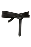 Isabel Marant Lonny Knot Detail Wrapaound Leather Belt In Black