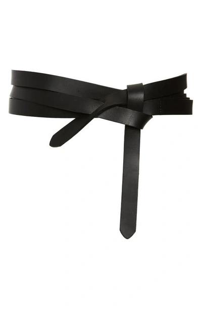 Isabel Marant Lonny Knot Detail Wrapaound Leather Belt In Black