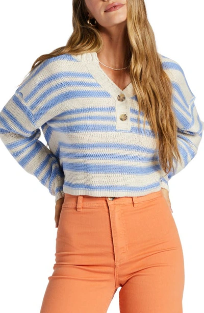 Billabong Make Way Stripe Cotton Crop Sweater In Outta The Blue