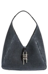 Givenchy Medium G-lock Denim Hobo Bag In Black