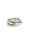 Tom Wood Slim Orb Duo Recycled Sterling Silver Ring In 925 Sterling Silver/ 9k Gold