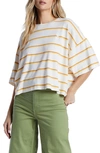 Billabong Feeling Free Stripe Cotton T-shirt In Salt Crystal