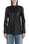 STELLA MCCARTNEY FAUX LEATHER LONG SLEEVE BUTTON-UP SHIRT