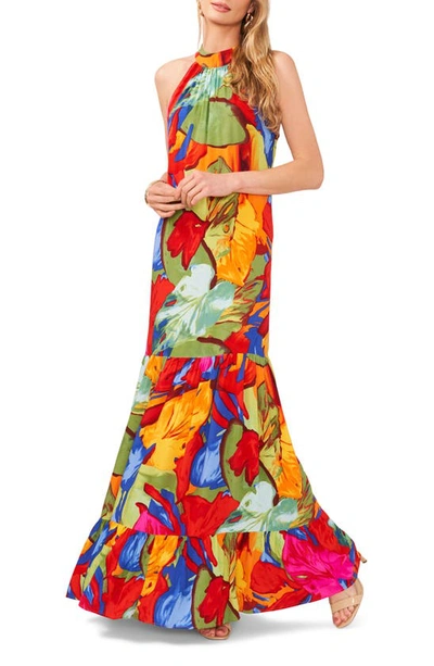 Vince Camuto Oscar Floral Tiered Maxi Dress In Orange Multi | ModeSens