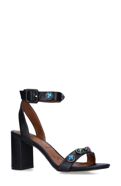 Kurt Geiger Octavia Gemstone-embellished Leather Sandals In Black