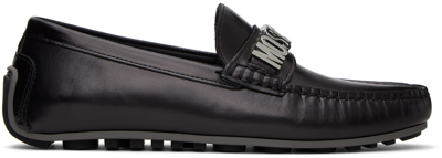 Moschino Black Logo Loafers In Anero